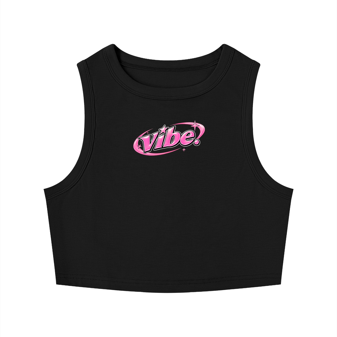 Vibe - Women's Tight Crewneck Crop Tank Top - Black