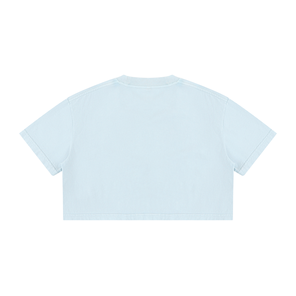 Girls Club - Women's Mineral Wash Cotton Crop T-Shirt (Blue)