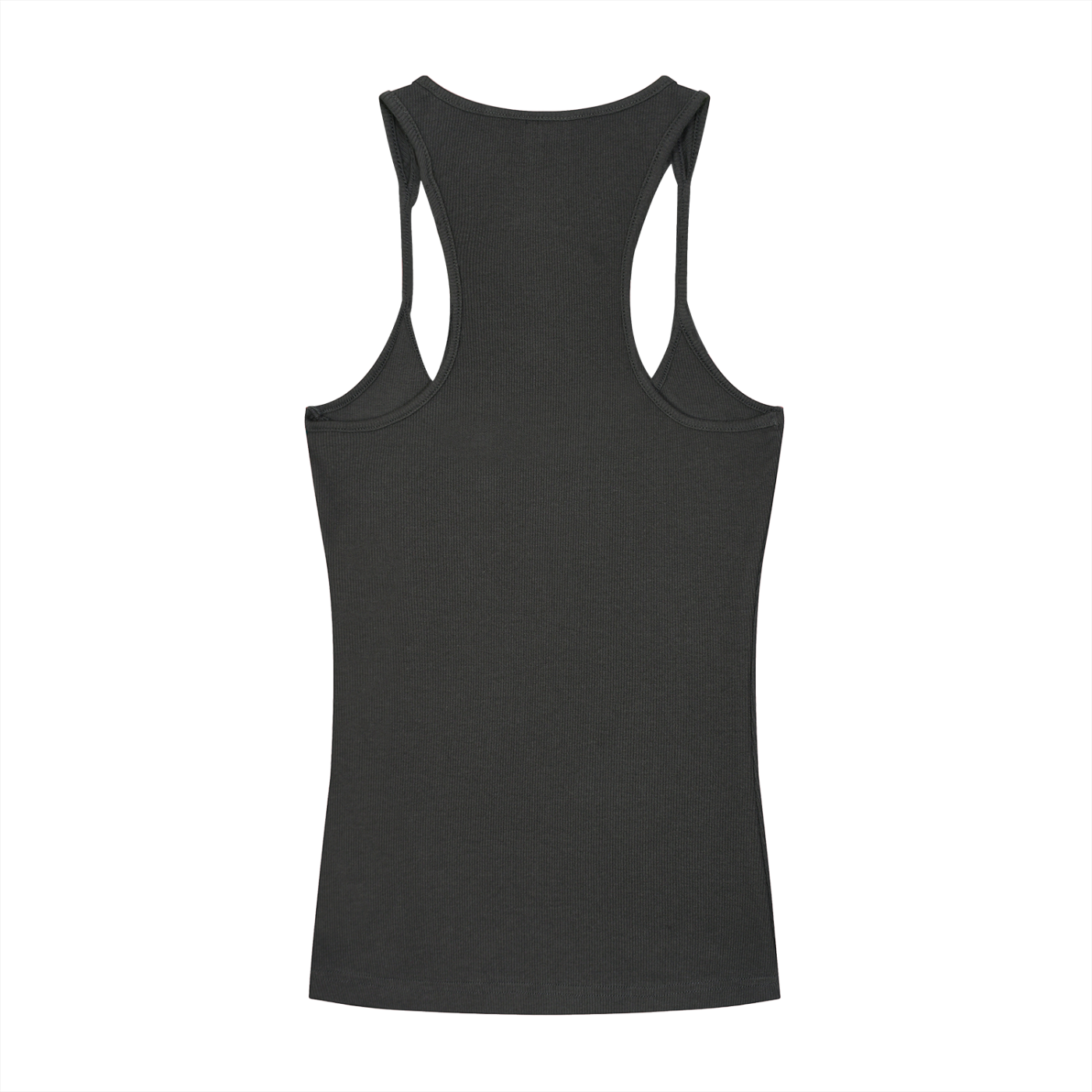 Babe - Slim Fit Ribbed Racerback Tank Top - Dark Gray