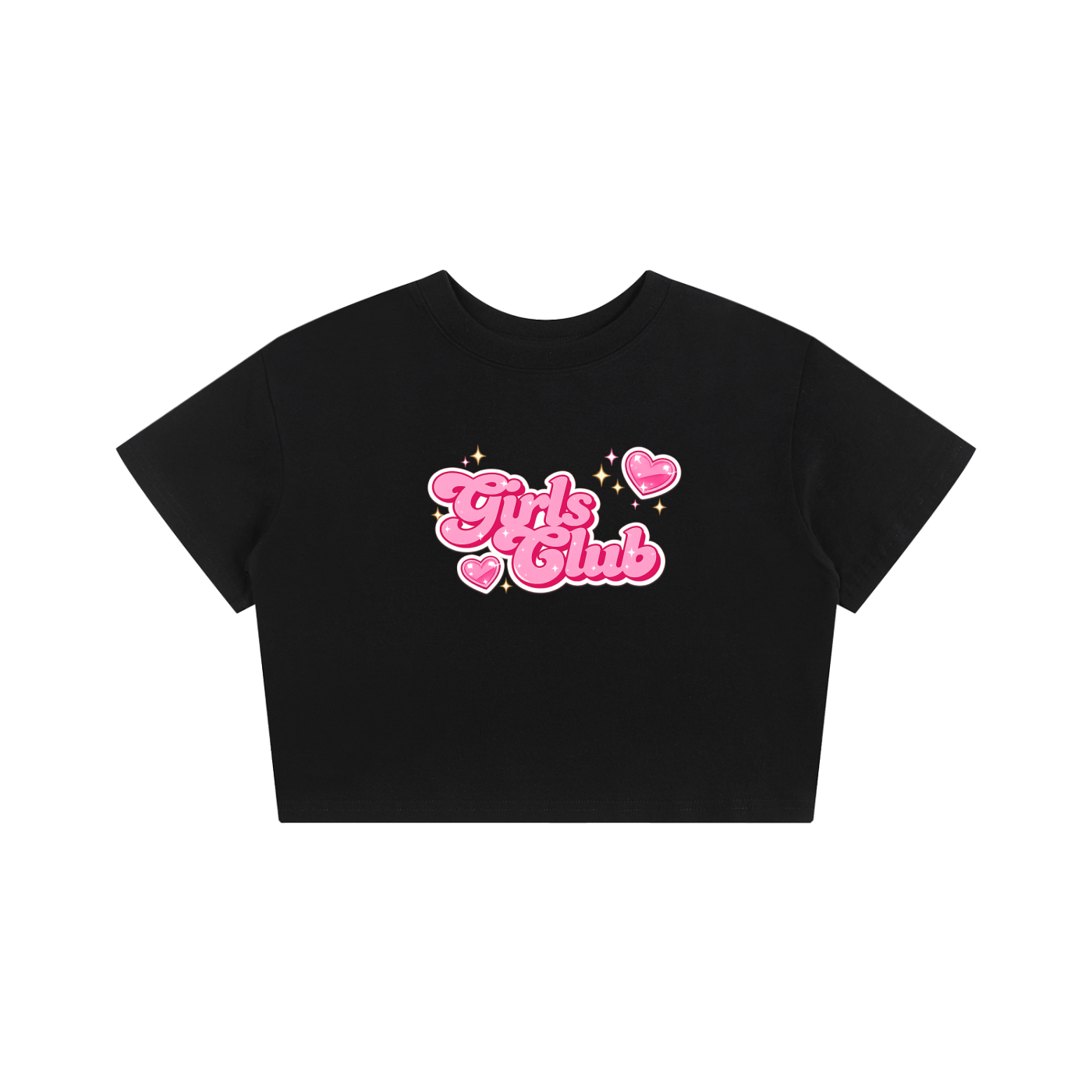 Girls Club (Pink Lettering) - Baby Tee Seamless T-Shirt - 200 GSM - Black
