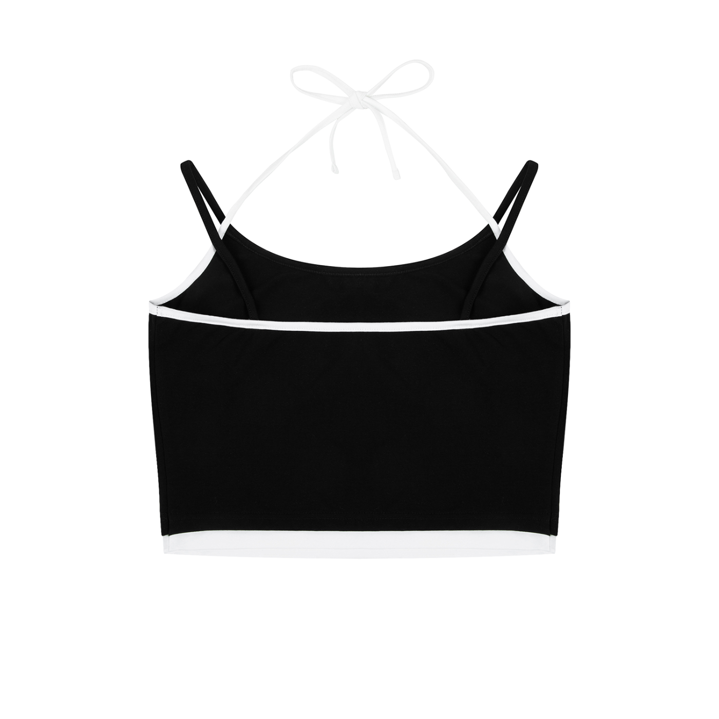 Angel - Contrast Binding Halter Tank Top (Black)