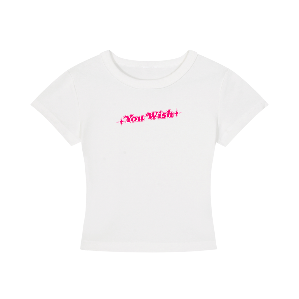 You Wish (Hot Pink Lettering) Women's Cropped T-Shirt - White