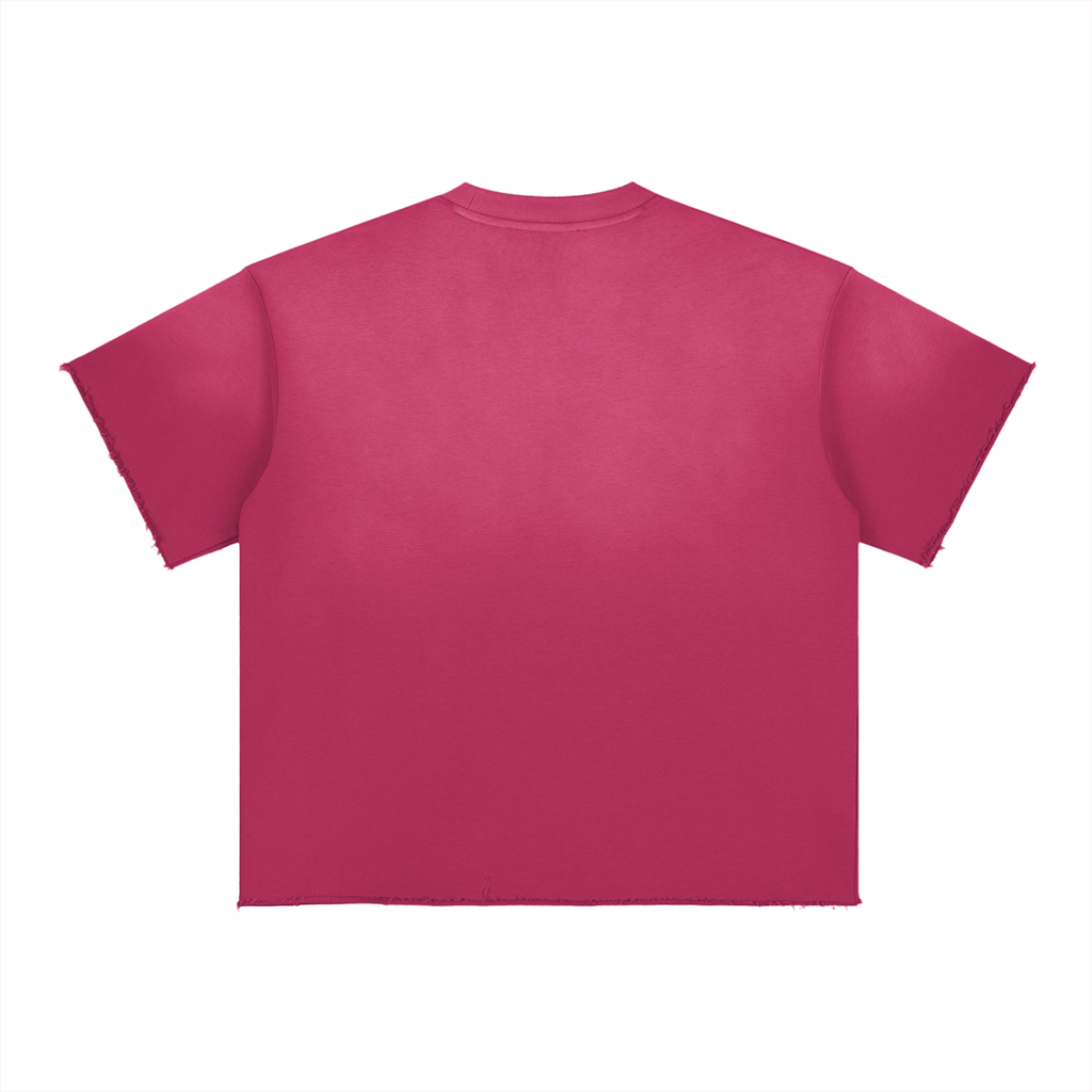 Girls Club -  Sun Fade Raw Edge T-Shirt - Rose Red