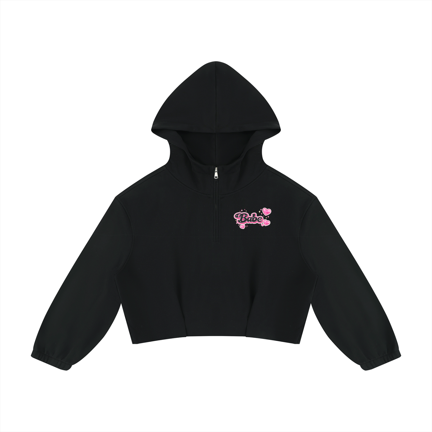 Babe - Women’s Boxy Quarter-Zip Hoodie (Black)