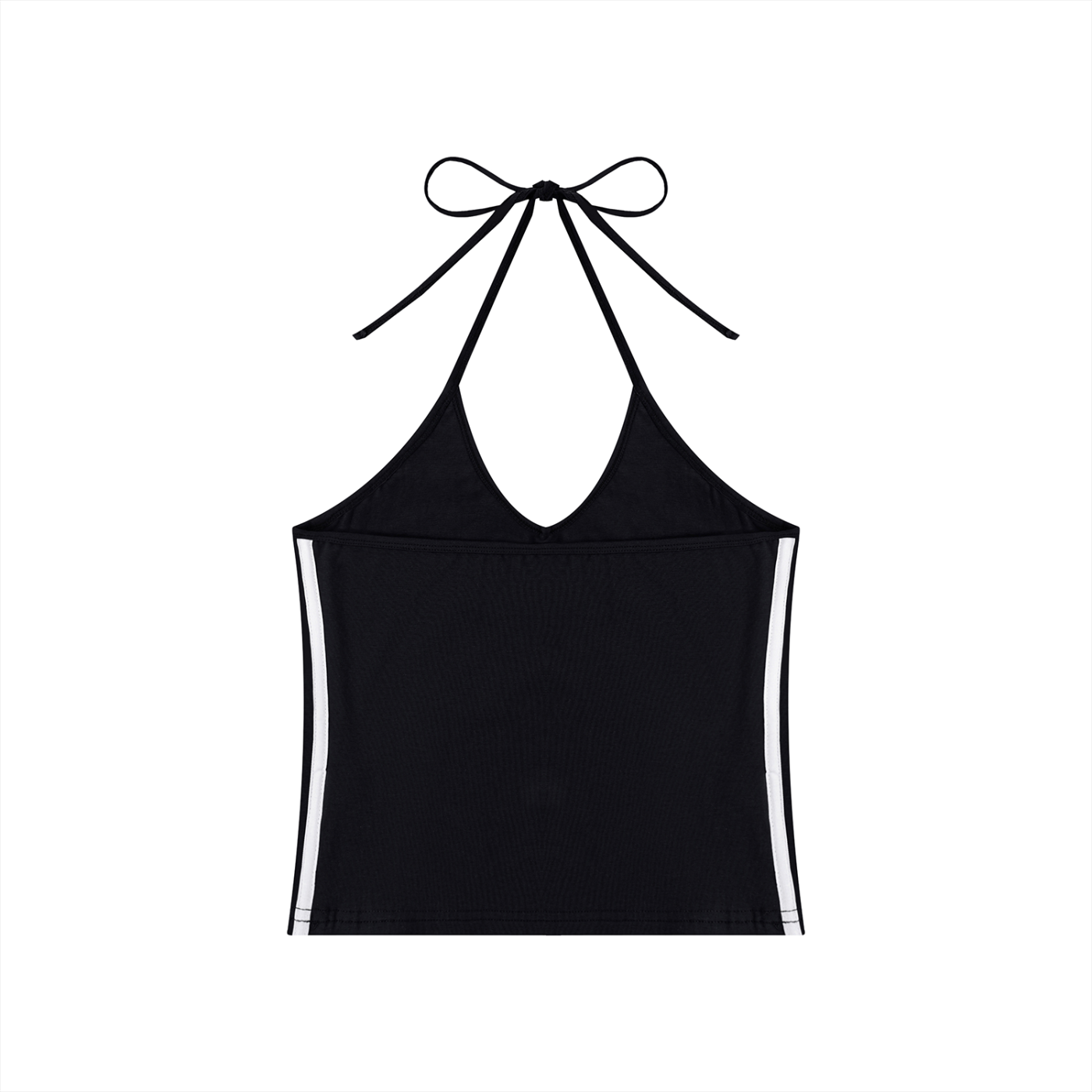 You Wish - Women's Color Block Halter Crop Tank Top - Black