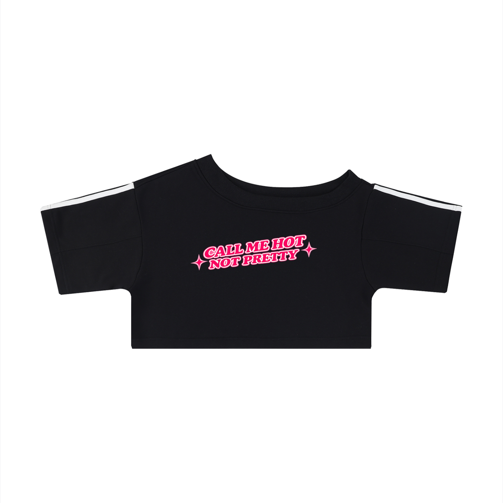 Call Me Hot - Women's Off-the-Shoulder Crop T-Shirt - Black