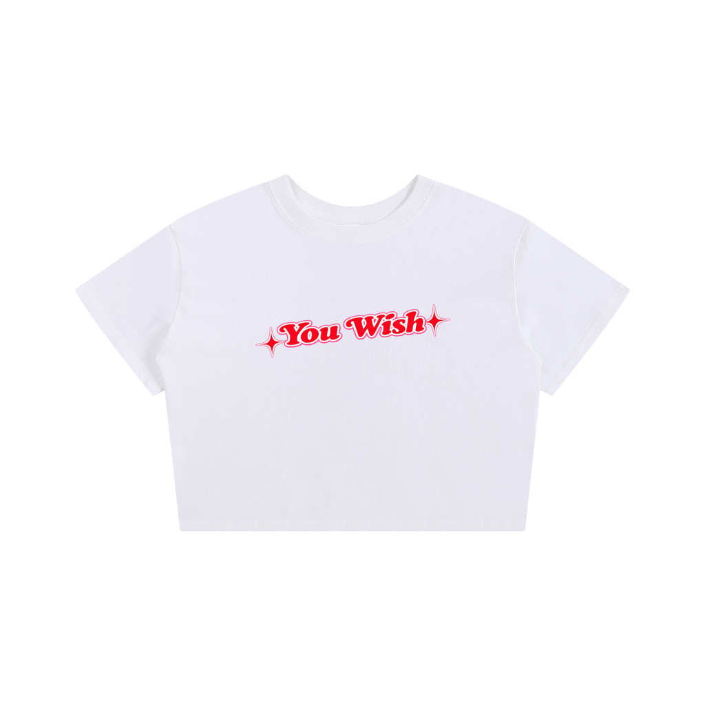 You Wish (Red with Pink Outline Lettering) Baby Tee - White