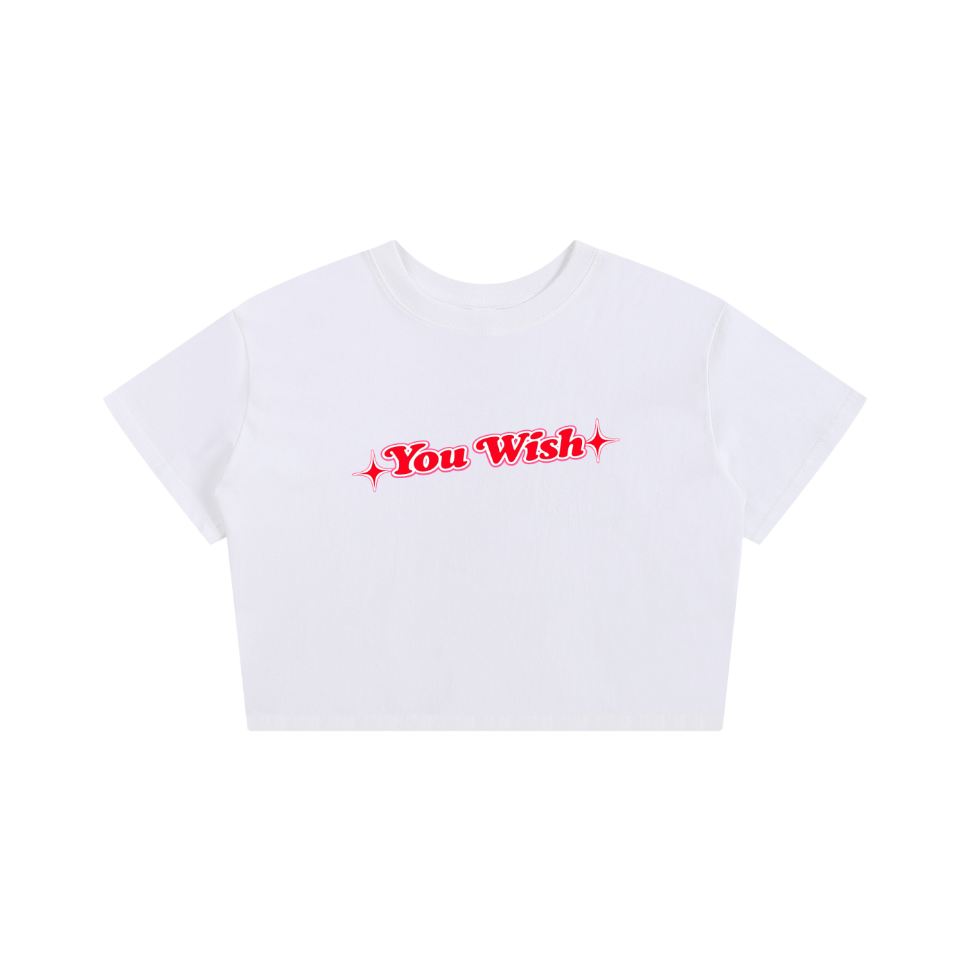 You Wish (Red with Pink Outline Lettering) Baby Tee - White