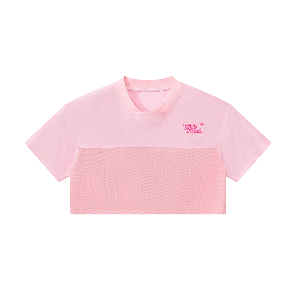 Girls Club - Women’s Cropped Paneled V-Neck Jersey (Pale Pink)