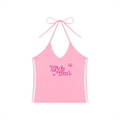 Girls Club - Women's Color Block Halter Crop Tank Top (Bubble Gum Pink)