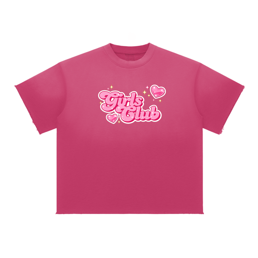 Girls Club -  Sun Fade Raw Edge T-Shirt - Rose Red