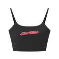 You Wish (Red with Pink Outline) Women's Solid Color Sports Bra - Black